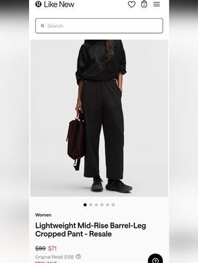 Lululemon Lightweight Mid-Rise Barrel-Leg Cropped Pant In Black
